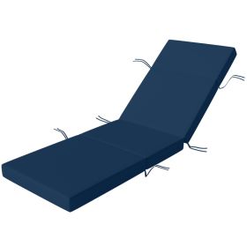 Chaise Lounge Cushion, 4" Thick Outdoor Lounge Chair Cushions with Ties for Patio, 26" x 80â€¯", Navy Blue