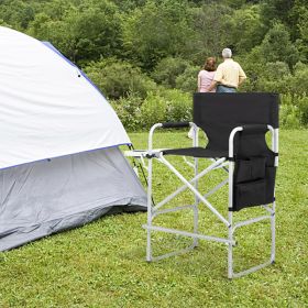 Silver White Iron Pipe Black Cloth Surface Plastic Sprayed Iron Round Pipe Director's Chair 103x60x499cm 120kg Without Carrying Bag