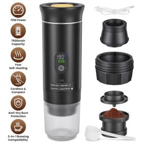 3-in-1 Portable Espresso Machine Cordless Self-Heating Coffee Maker With 7500mAh Battery 20Bar Pressure Anti-Dry Burn Fit For Ground Coffee&NS&DG Caps