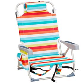 63x65x82cm Short Oxford Cloth Silver White Aluminum Tube Bearing Beach Chair Rainbow Stripes
