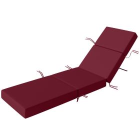 Chaise Lounge Cushion, 4" Thick Outdoor Lounge Chair Cushion with Ties for Patio, 21" x 72â€¯", Red