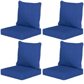 8 Patio Chair Cushions with Seat & Backrest, Fade Resistant Seat Replacement Cushion Set, Navy Blue