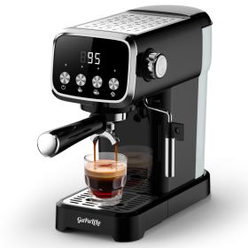 20 BAR Slim Espresso Machine With Milk Frother, Cup Warmer, 43 OZ Detachable Tank, For Espresso, Americano, Latte, Space-Saving, Screen Button, Black,
