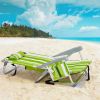 63*65*82cm Short Oxford Cloth Silver White Aluminum Tube Bearing 100kg Beach Chair Green Stripes