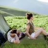 75"D x 25"W x 2.5"H sleeping pad for camping green