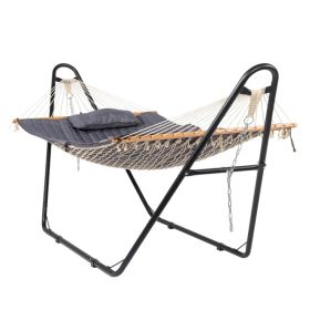 Hammock With Stand, Double-Barrel Hammock With Hammock Bed, Heavy Duty Adjustable Hammock Set For Outdoors, Patio, Yard, Garden, Gray (Option: defaulttitle)