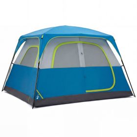 6-person Waterproof And Windproof Family Camping Tent, With Spacious Interior, Easy-to-install Double-layer Tent, Featuring Mesh Windows And Skylights (Option: Dark Blue)