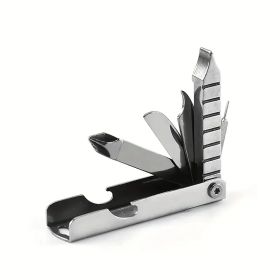 11-in-1 Stainless Steel Multi-Tool With Phone Stand, Folding Knife, Bottle Opener, Screwdriver, Hiking Clip & More - Compact & Portable For Outdoor Ad (Option: 1pc)