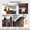 Outdoor Grill Cart with Stainless Steel Tabletop, Patio Kitchen Island with Wheels, Hooks, and Spice Rack, Waterproof Outdoor Grill Table