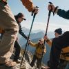 5-Section Collapsible Hiking Poles - Lightweight Trekking Poles with Secure External Lock, Adjustable Length