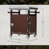 Outdoor Grill Cart with Stainless Steel Tabletop, Patio Kitchen Island with Wheels, Hooks, and Spice Rack, Waterproof Outdoor Grill Table